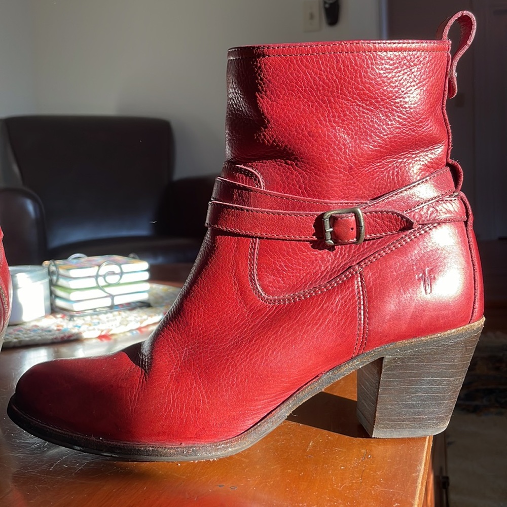 COPY - Red leather Frye boots